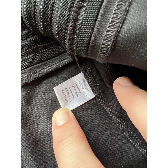 MING WANG Open Front Cardigan Jacket, Faux Leather Trim, Black White, Large - Picture 4 of 5